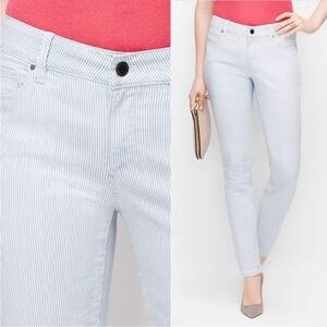 ANN TAYLOR Striped Blue & White Railroad Skinny Ankle Curvy Fit Jeans  N…